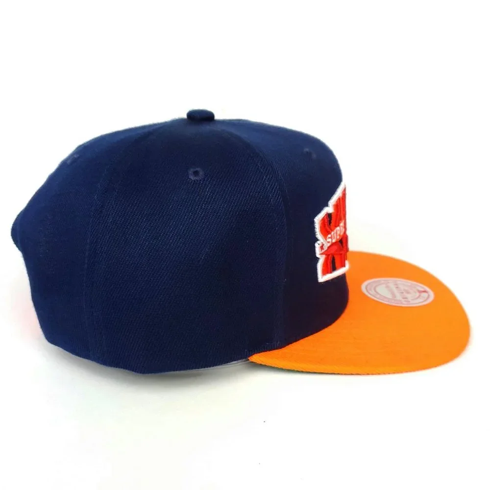 Super Bowl XLIV Mitchell‎ & Ness NFL Snapback Hat 3D Logo Navy Orange Cap NWT